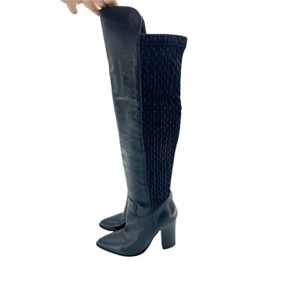Charles David Boots Black Leather Over-The-Knee Stretch Boot SZ 8.5 New
